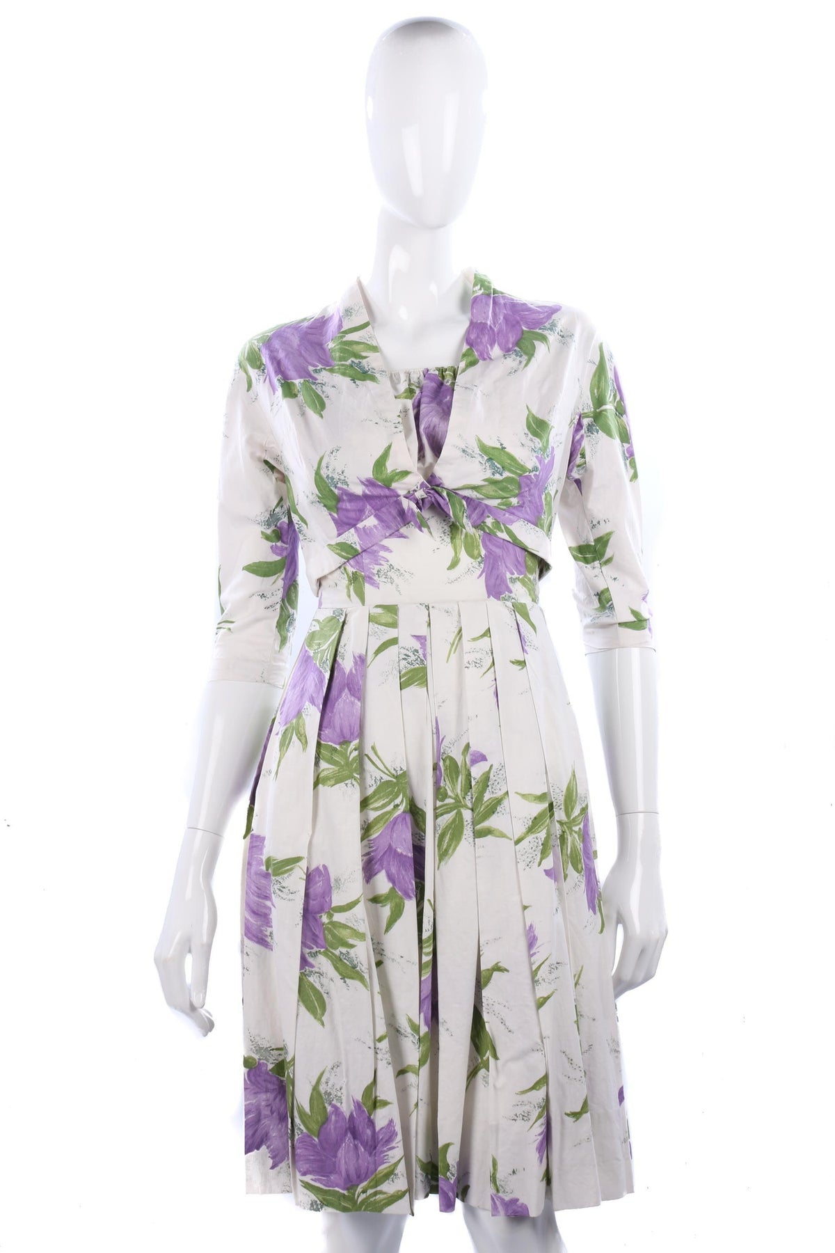 Lovely 1950's cream cotton summer dress with matching jacket - Ava & Iva
