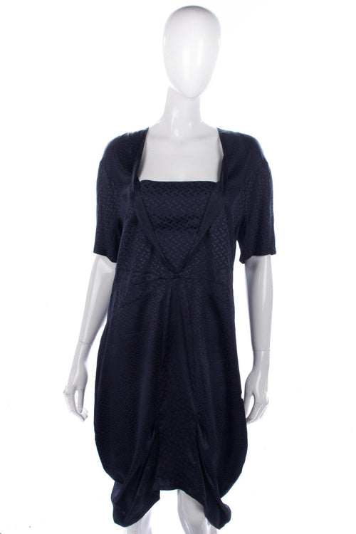 Rutzou Shift Dress Dark Blue Silk Size 42 (UK 14) - Ava & Iva