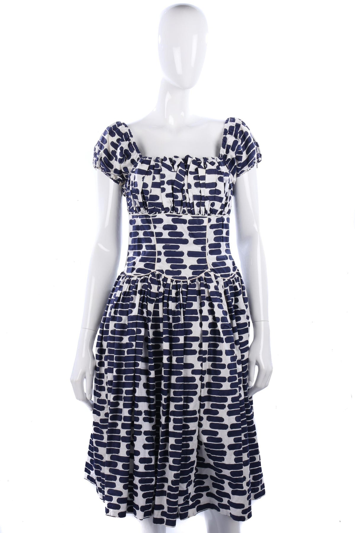 Fabulous 1950's cotton blue and white dress size S - Ava & Iva