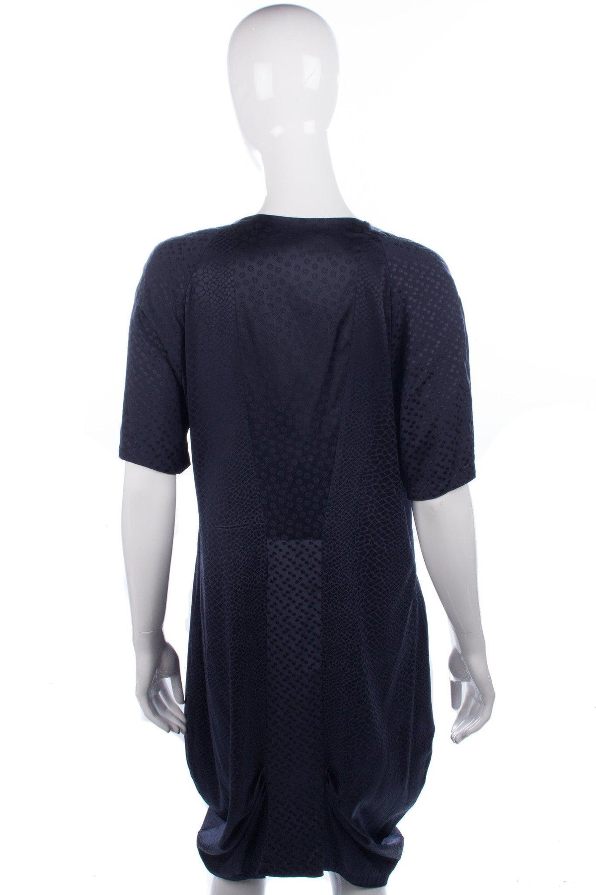 Rutzou Shift Dress Dark Blue Silk Size 42 (UK 14) - Ava & Iva