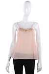 Tergal lovely blush pink camisole top with gold flower embroidery - Ava & Iva