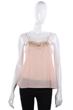 Tergal lovely blush pink camisole top with gold flower embroidery - Ava & Iva