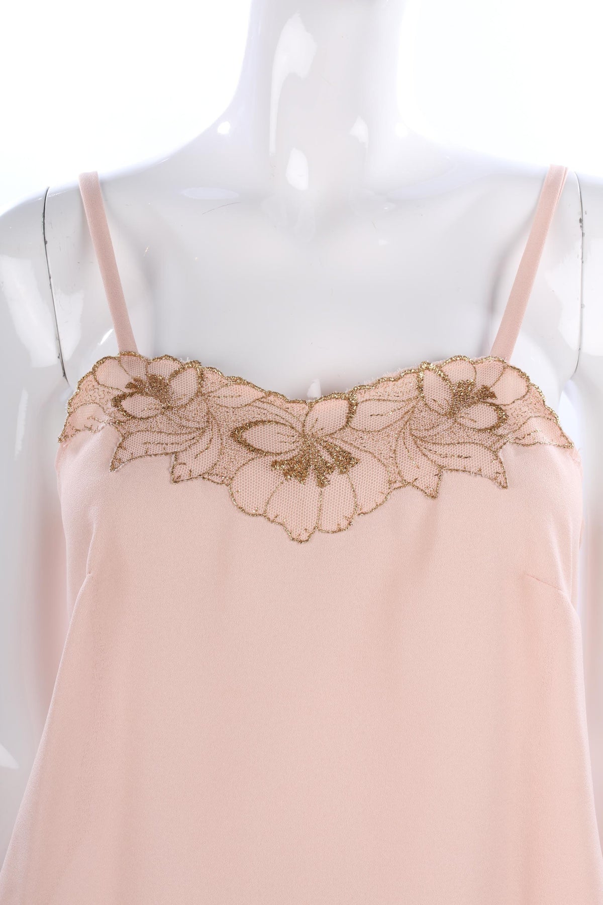 Tergal lovely blush pink camisole top with gold flower embroidery - Ava & Iva