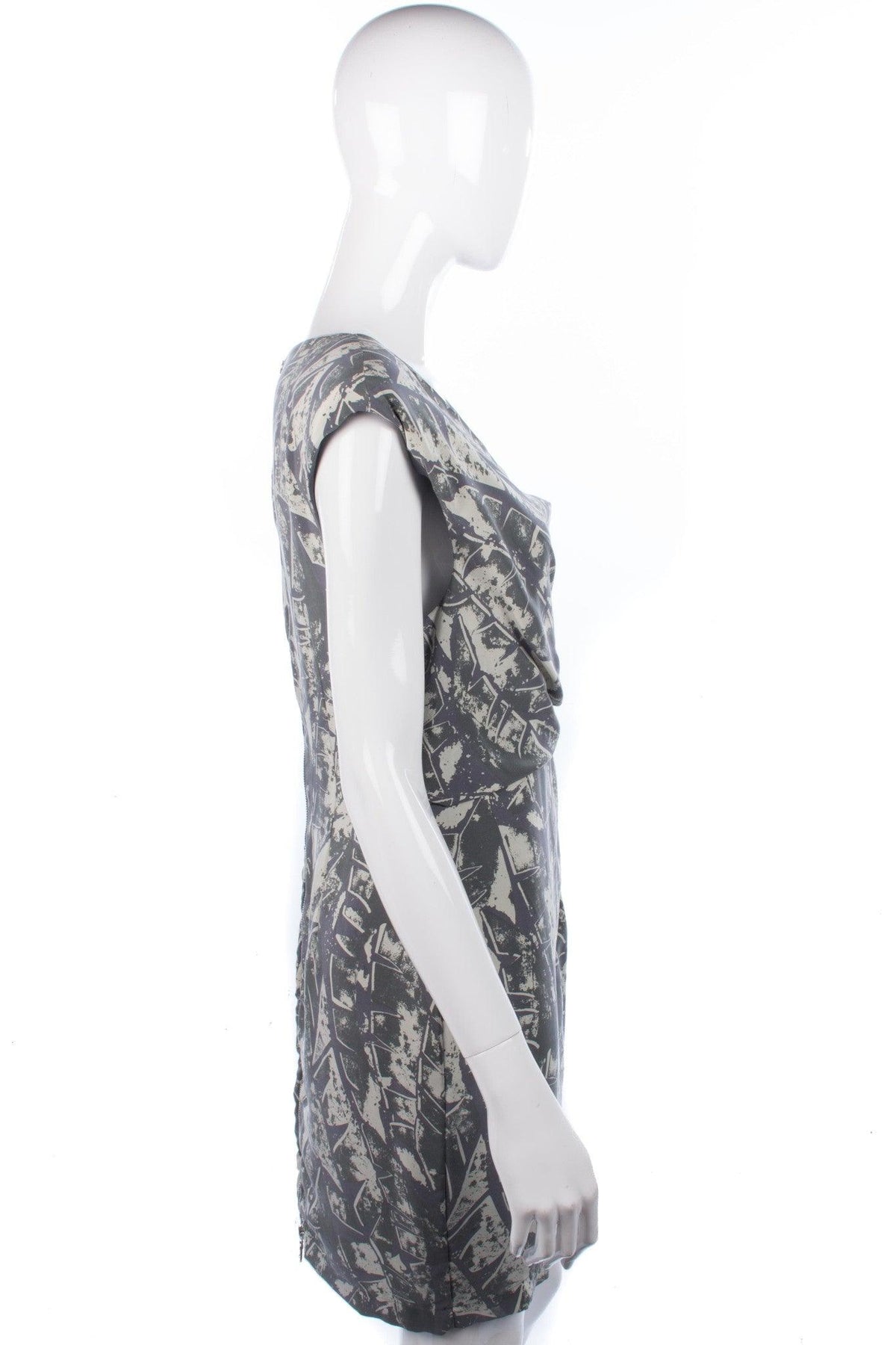 Whistles Silk Dress Grey and Cream 100% Silk UK Size 12 - Ava & Iva