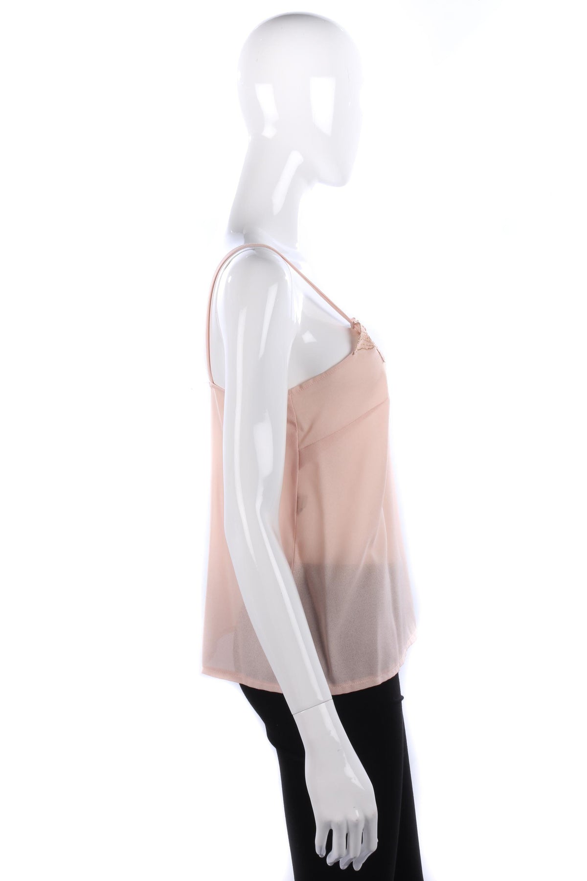 Tergal lovely blush pink camisole top with gold flower embroidery - Ava & Iva