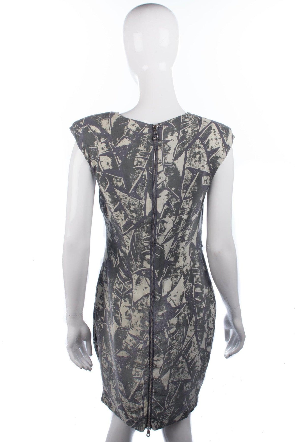 Whistles Silk Dress Grey and Cream 100% Silk UK Size 12 - Ava & Iva