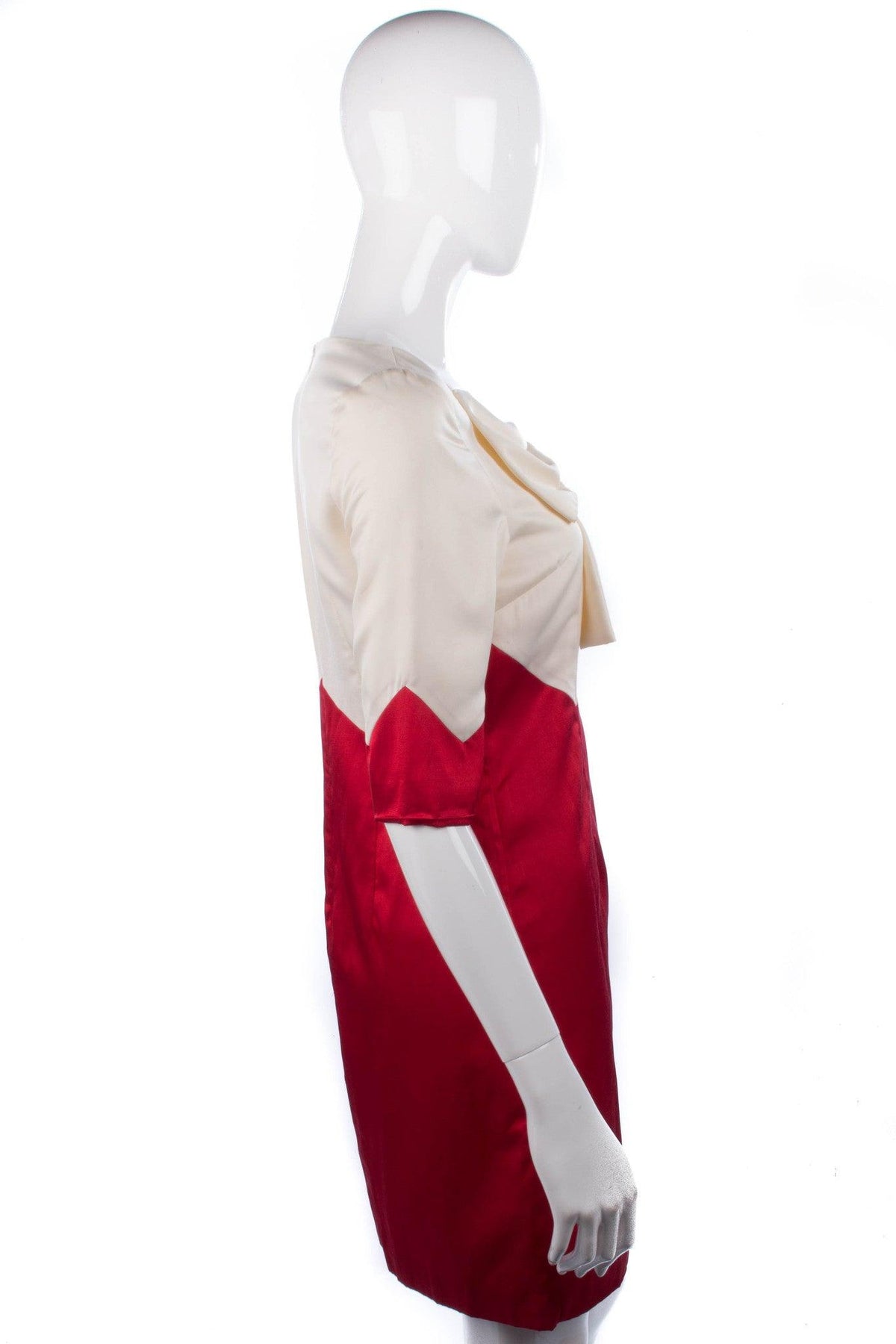 BCBGMAXAZRIA Cream and Red Dress with Bow Size 6 - Ava & Iva