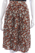 Anne Brooks Vintage Skirt Brown Floral Design Size 10 - Ava & Iva