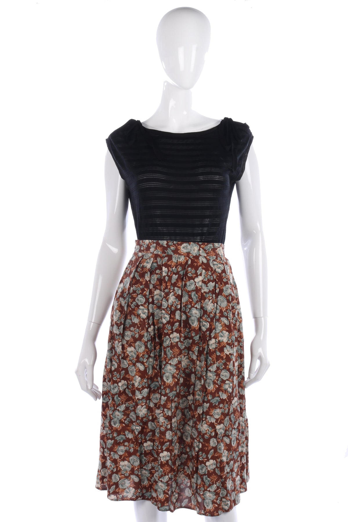 Anne Brooks Vintage Skirt Brown Floral Design Size 10 - Ava & Iva