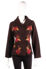  Brown cardigan with red flowers