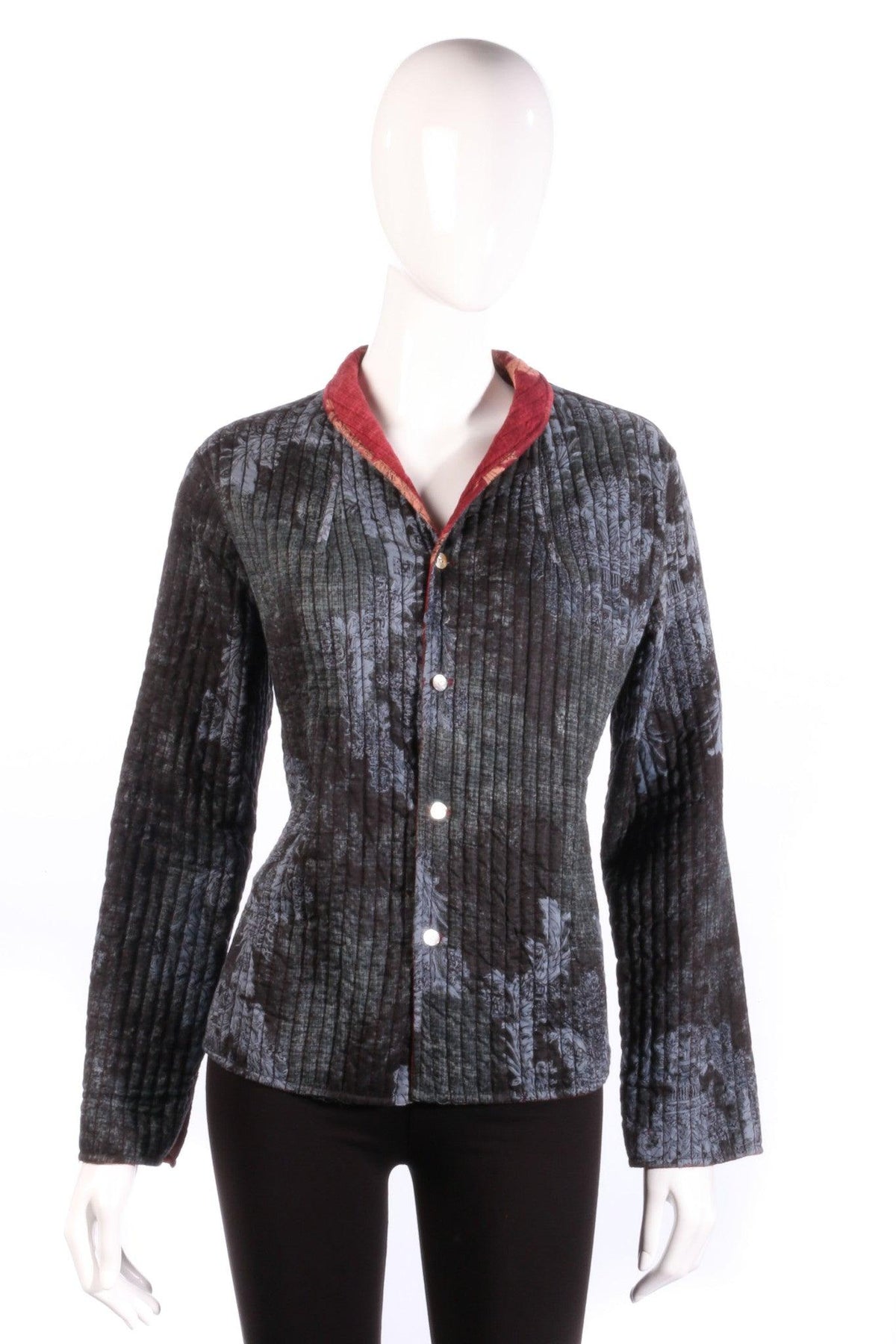 Grey and red reversible jacket with floral print