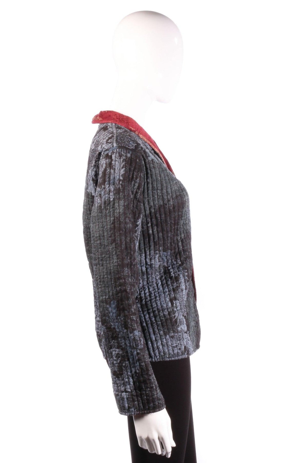 Grey and red reversible jacket with floral print side