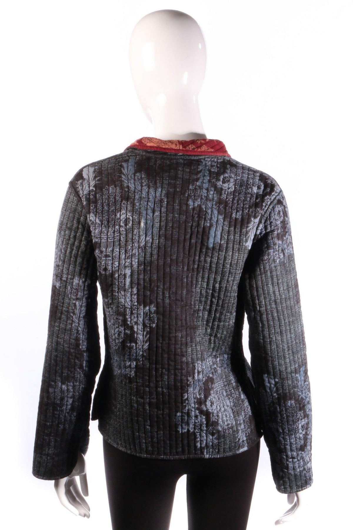 Grey and red reversible jacket with floral print back