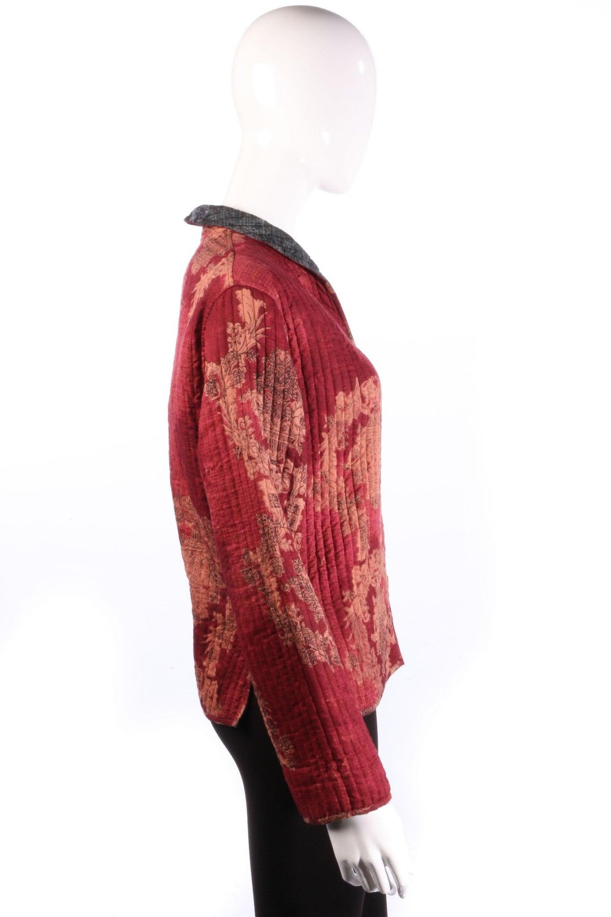 Grey and red reversible jacket with floral print red side