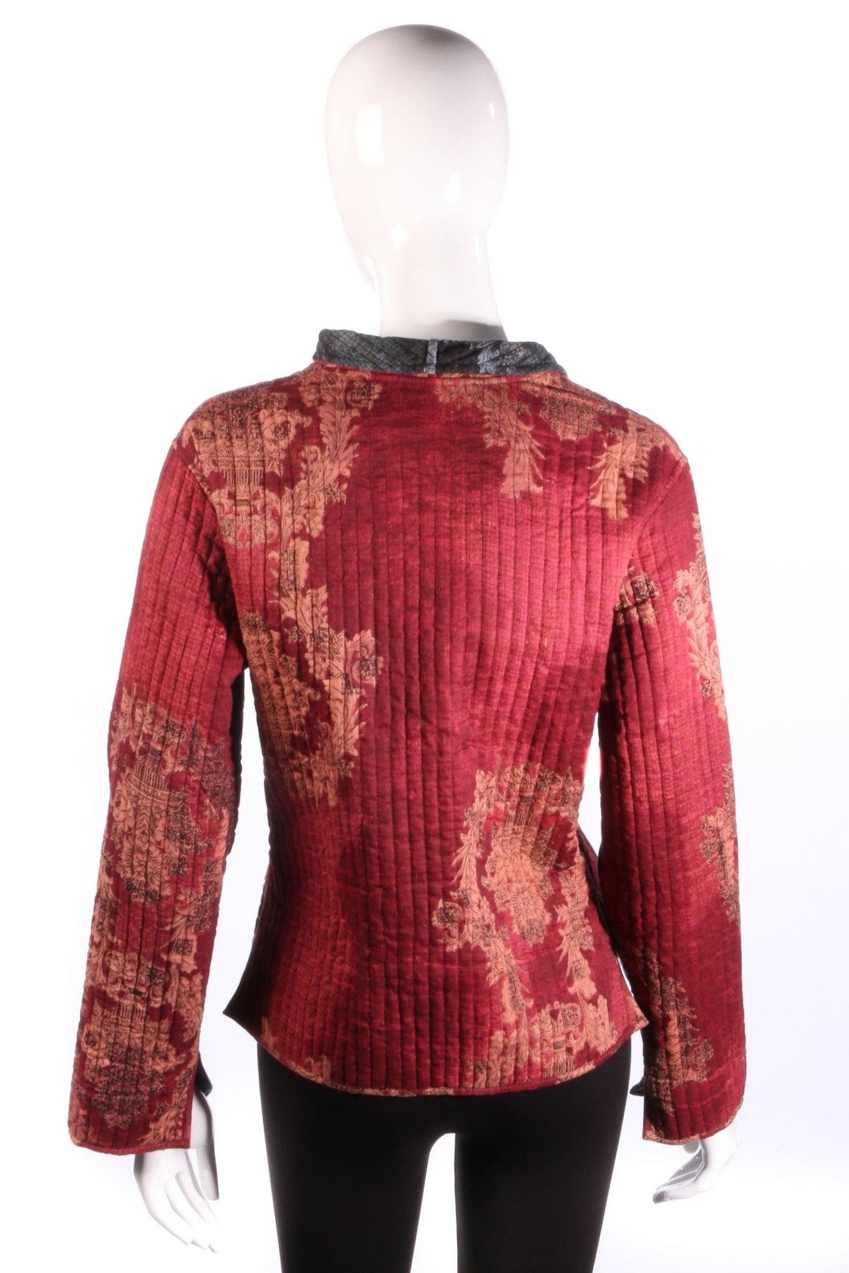 Grey and red reversible jacket with floral print red back