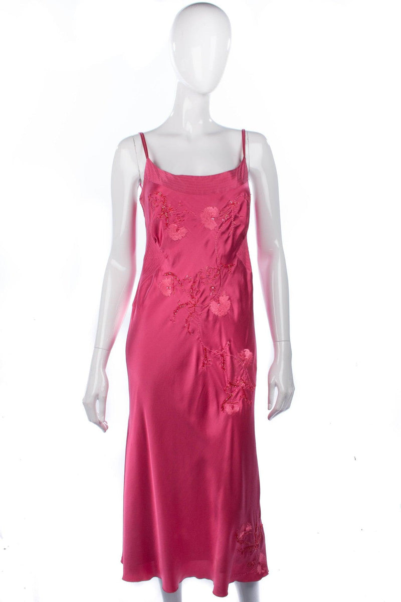 Whistles Silk Embroidered Dress Pink 100% Silk. UK Size 14 - Ava & Iva