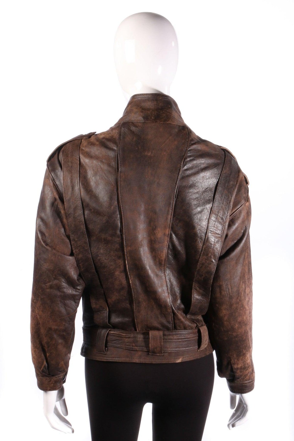 Brown leather flying jacket size M back