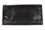 Black snakeskin clutch bag back
