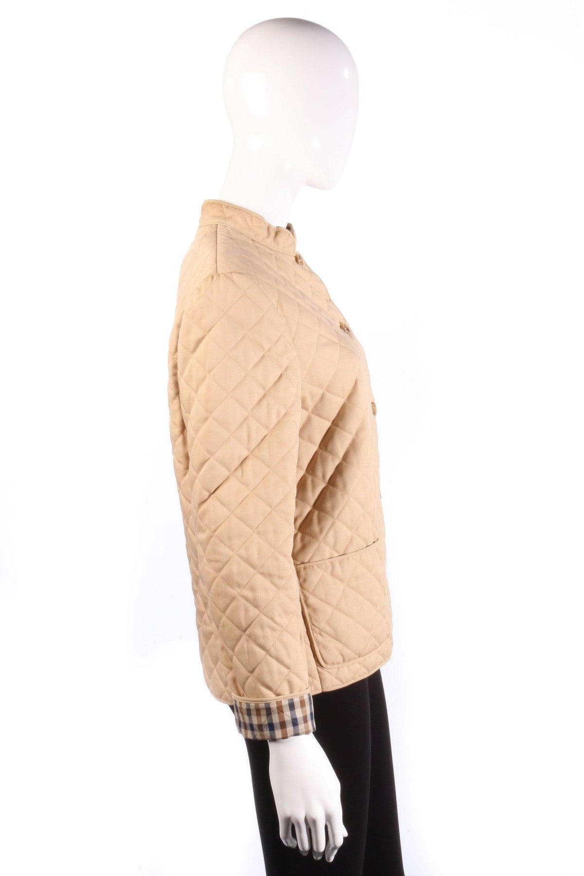 Aquascutum Quilted Jacket Round Neck Beige Size M - Ava & Iva