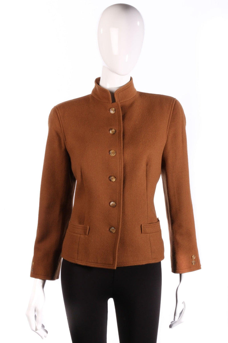 Jaeger Jacket with Rounded Collar Wool and Camelhair Brown Size 12 - Ava & Iva