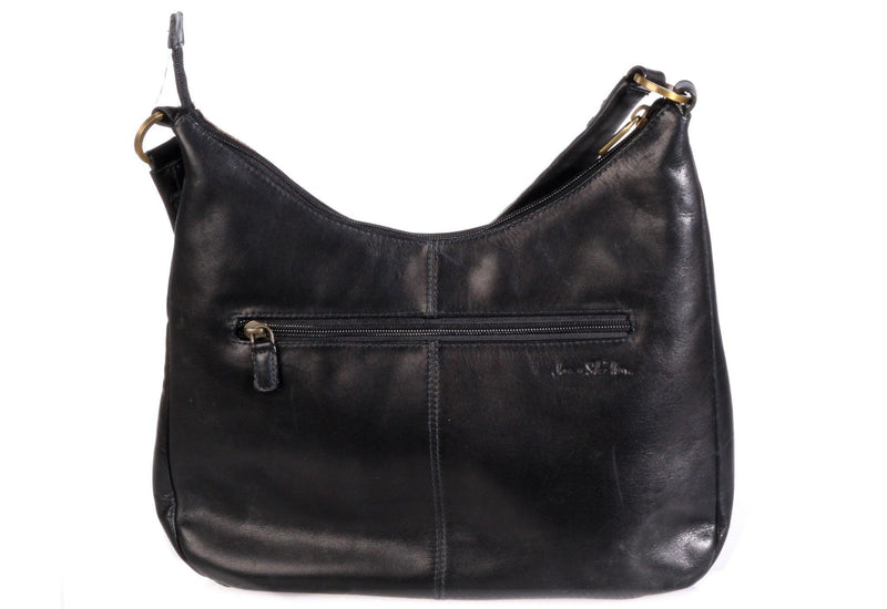 Jane Shilton black leather handbag back