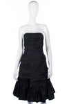 Superb Taffeta Vintage Cocktail Dress with Ruffle Details Black Uk Size 8 (S) - Ava & Iva