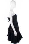 Superb Taffeta Vintage Cocktail Dress with Ruffle Details Black Uk Size 8 (S) - Ava & Iva