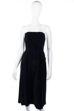 Fabulous Vintage Black Velvet Cocktail Dress with Silk Bow UK Size 6/8 - Ava & Iva