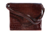 Bally brown croc leather handbag back