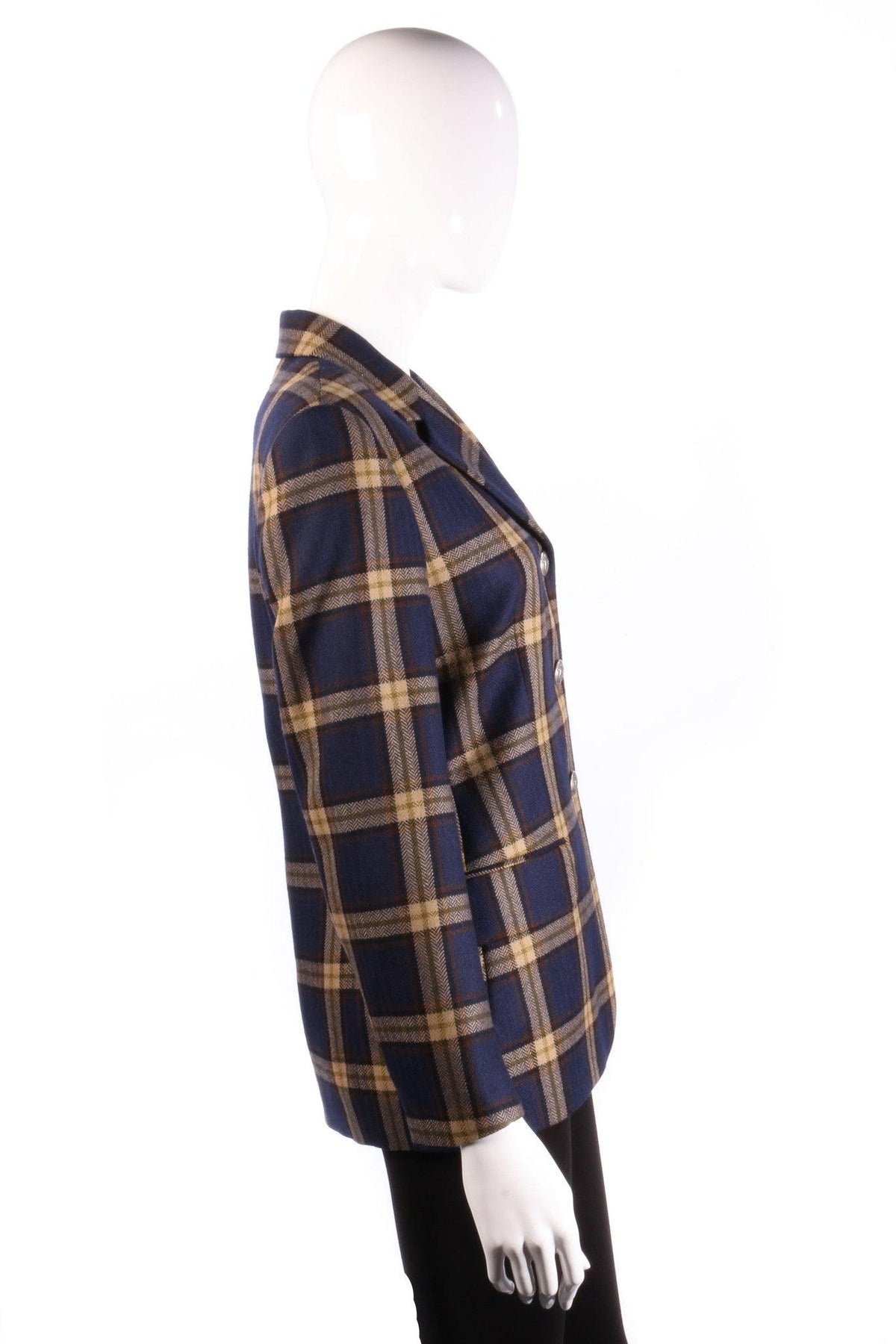 Artigiano Jacket Wool Blue and Cream Check UK Size 10 - Ava & Iva