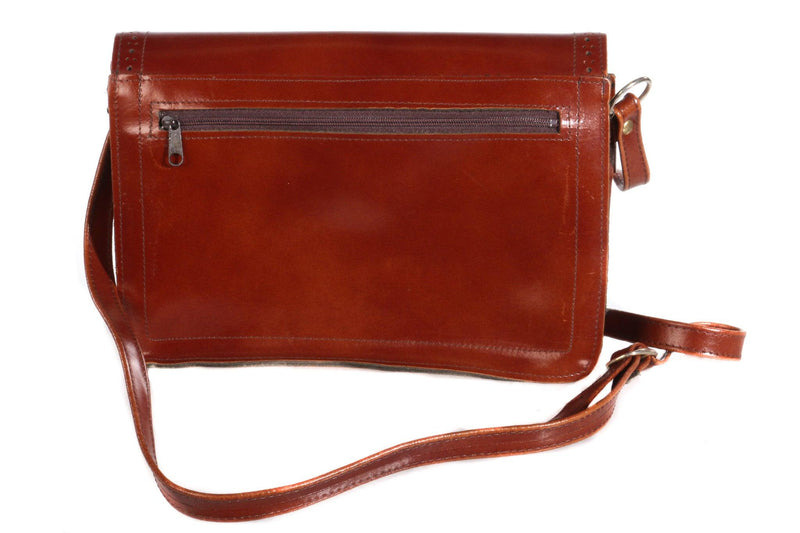 Satchel style leather bag back