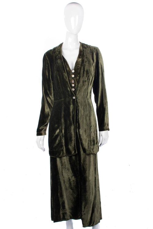 Marina Avraam Three Piece Velvet Suit Green Size M/L - Ava & Iva