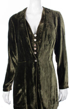 Marina Avraam Three Piece Velvet Suit Green Size M/L - Ava & Iva