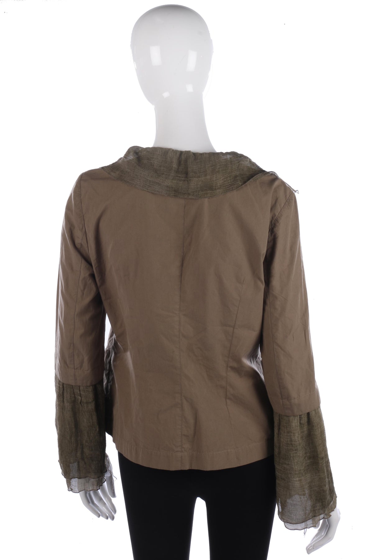 Donassy Cotton Jacket with Ruffles Khaki Size 42 (M) - Ava & Iva