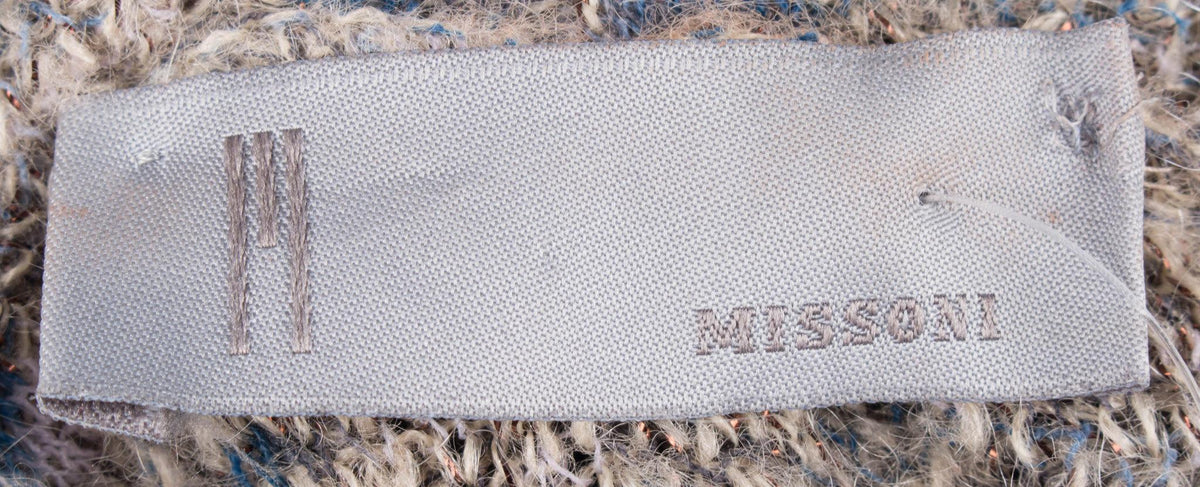 Missoni Grey and Blue Merino Wool Mix Roll Neck Jumper Size L - Ava & Iva