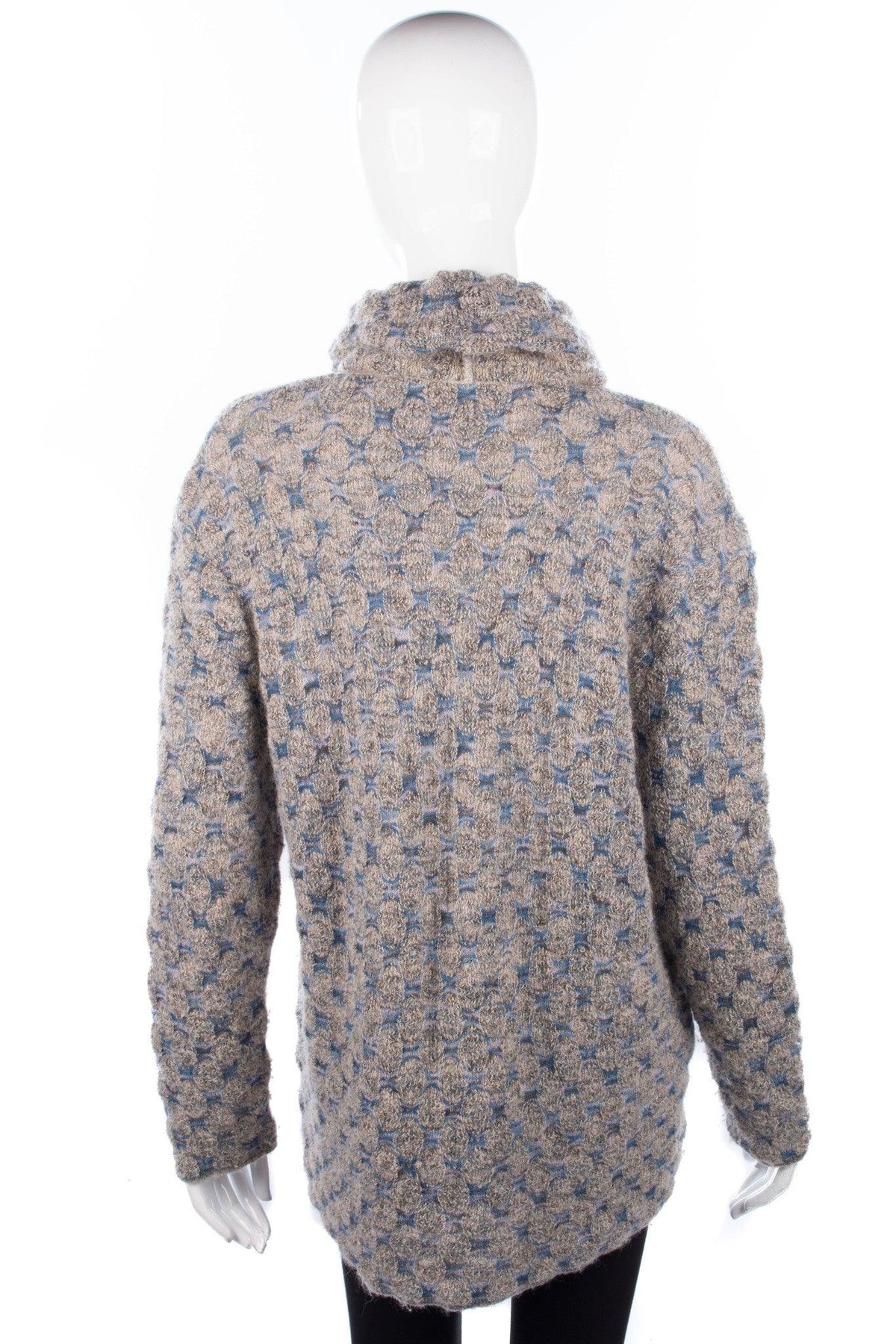 Missoni Grey and Blue Merino Wool Mix Roll Neck Jumper Size L - Ava & Iva