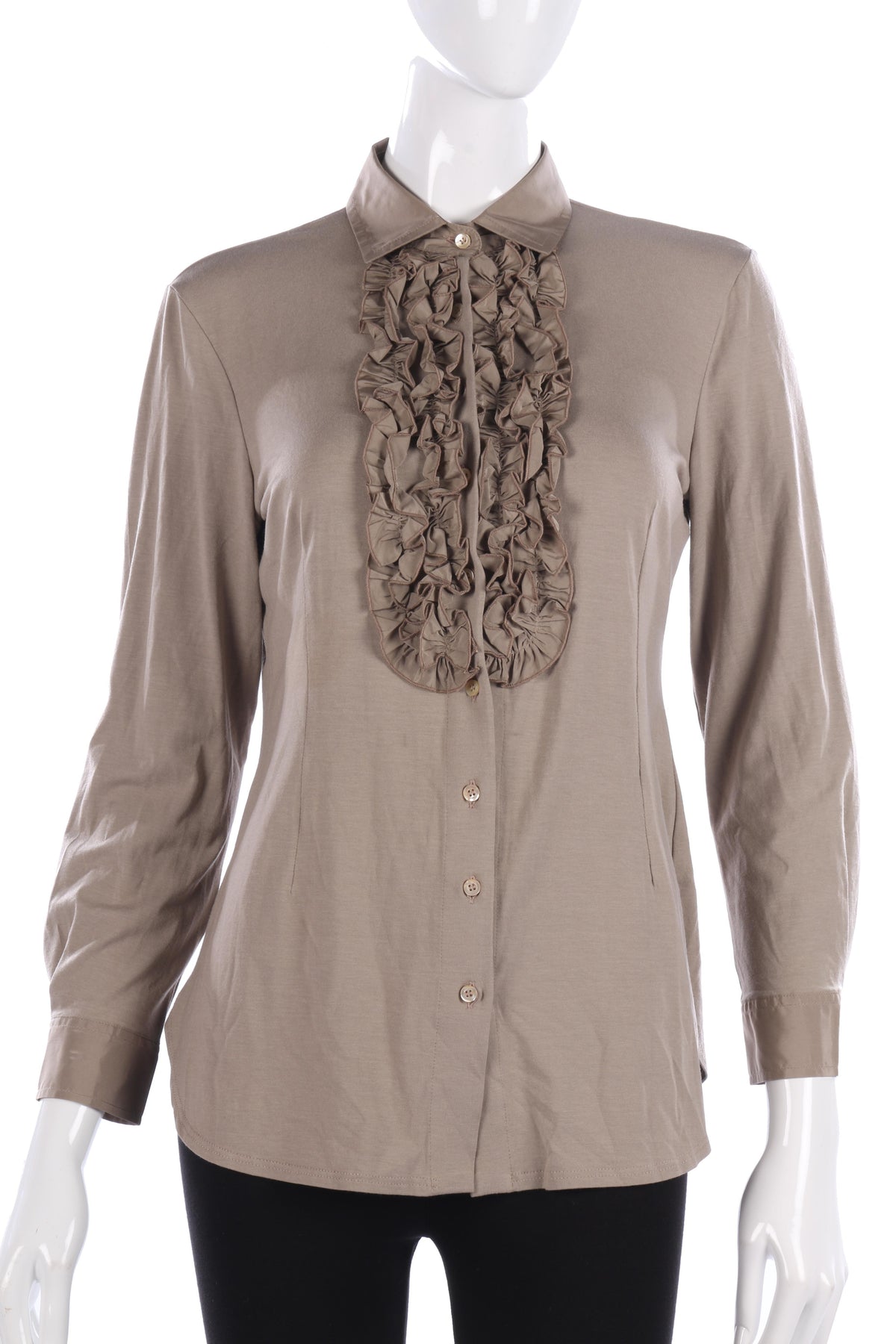 Daniel & Mayer Italian Shirt Khaki with Ruffles Size 3 (UK10) - Ava & Iva