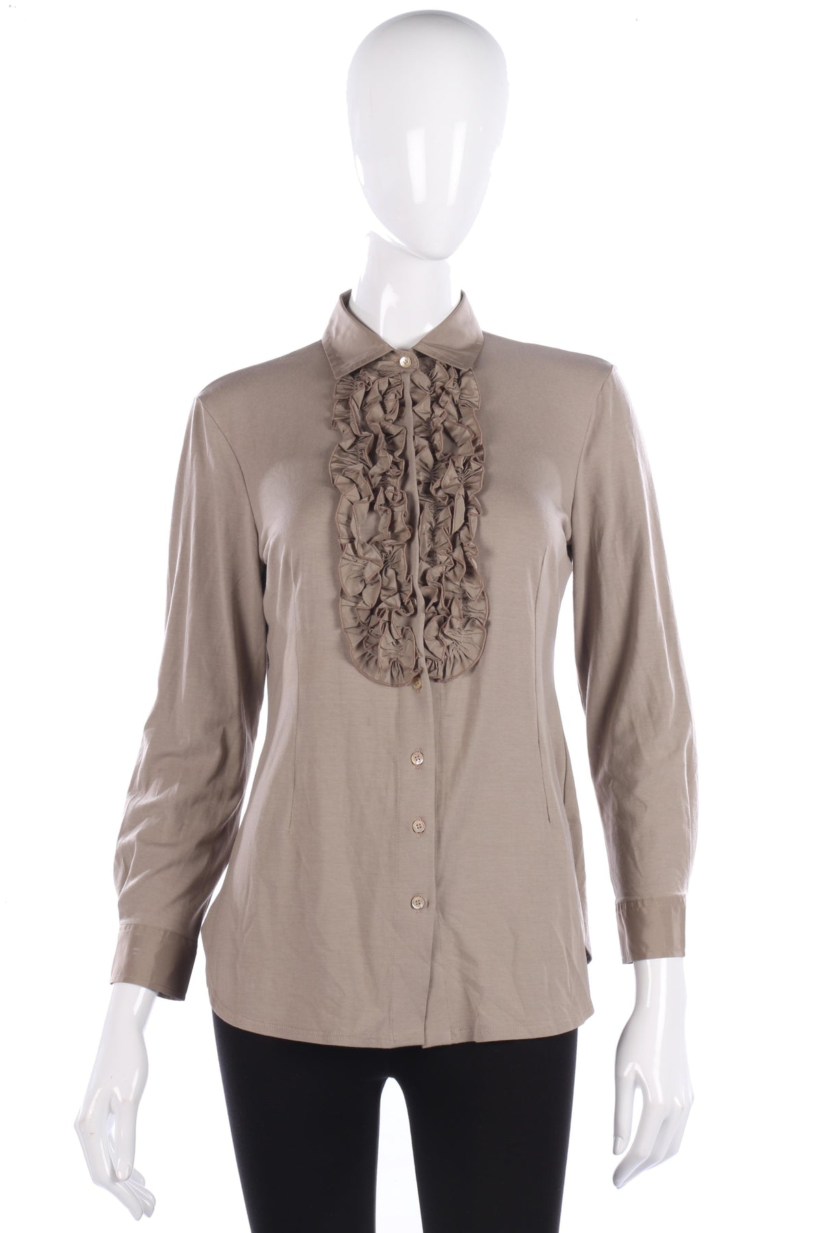 Daniel & Mayer Italian Shirt Khaki with Ruffles Size 3 (UK10) - Ava & Iva