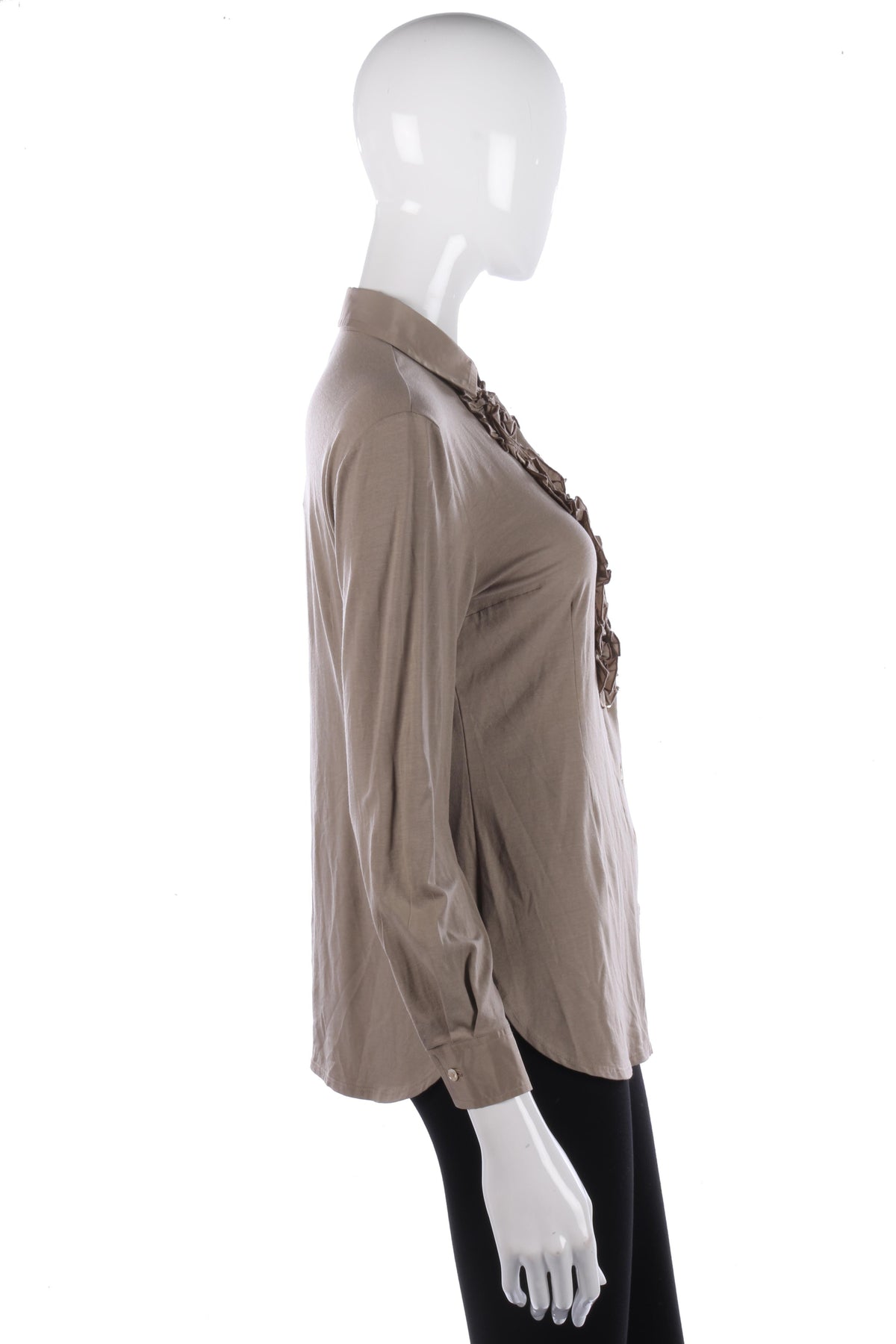 Daniel & Mayer Italian Shirt Khaki with Ruffles Size 3 (UK10) - Ava & Iva