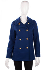 Love Moschino Designer Jacket Wool Royal Blue with Gold Anchor Buttons UK Size 8 - Ava & Iva