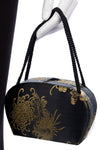 Arjan Hong Kong Padded Chinese Jacket and Bag Silk Black and Gold Size L - Ava & Iva