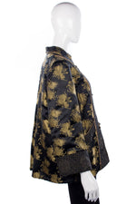 Arjan Hong Kong Padded Chinese Jacket and Bag Silk Black and Gold Size L - Ava & Iva