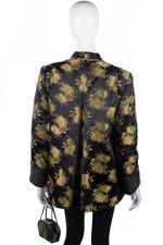 Arjan Hong Kong Padded Chinese Jacket and Bag Silk Black and Gold Size L - Ava & Iva