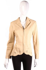 Prestige beige leather jacket with cutout detail 