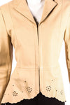 Prestige beige leather jacket with cutout detail front