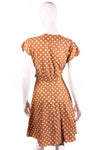 Brown and cream polkadot summer dress back