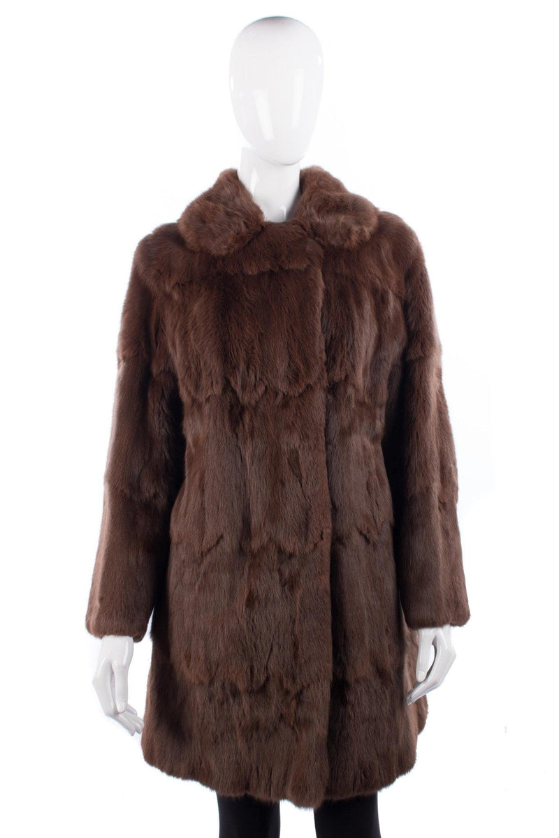 Vintage Rabbit Fur Coat Mid Brown Size L - Ava & Iva
