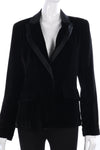 Yen Classic Black Velvet Jacket with Ribbon Egding Single Breasted Size 14 - Ava & Iva