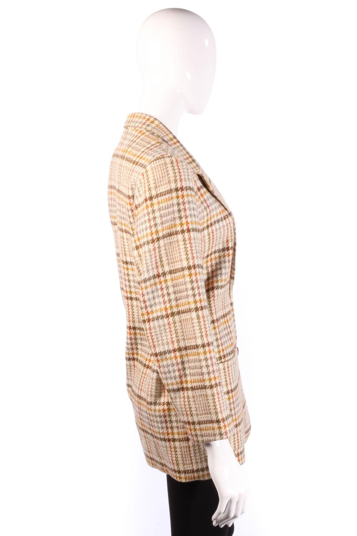 Daniel D Jacket Cream Check Wool. Size 42 (UK14) - Ava & Iva