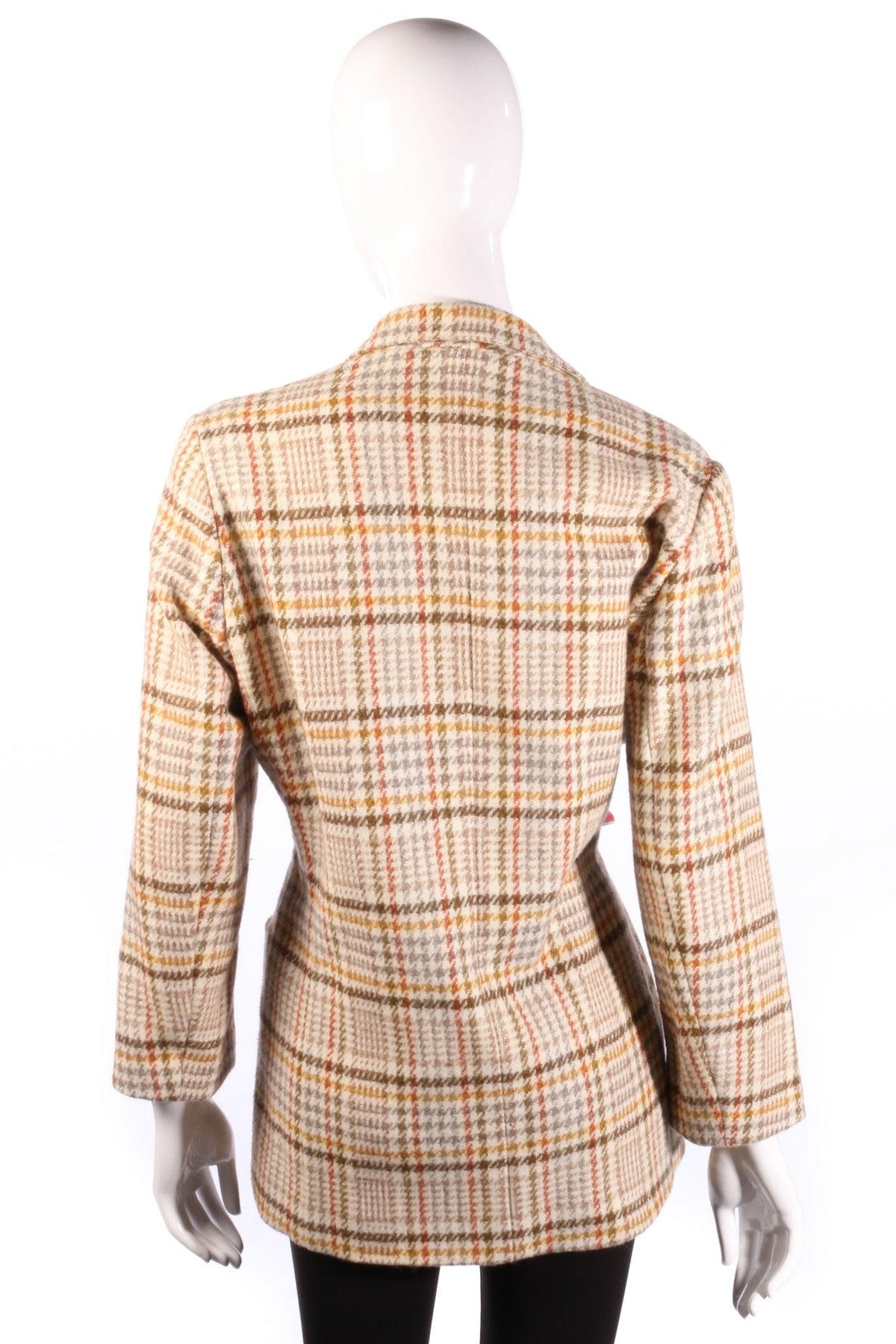 Daniel D Jacket Cream Check Wool. Size 42 (UK14) - Ava & Iva